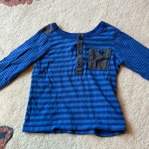Hanna Andersson Blue Striped Long Sleeve Tee